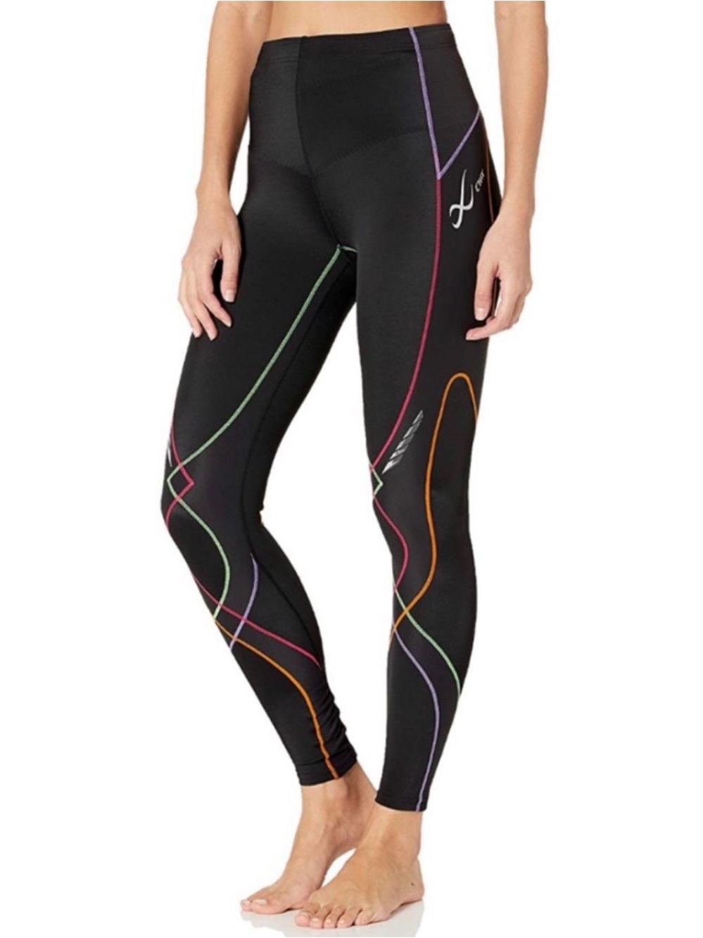 CW-X Compression Leggings Black Rainbow EXO-WEB Running Tights Size M